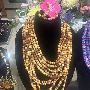 Sassy Jones Yellow and Brown Multi-Strand Necklace